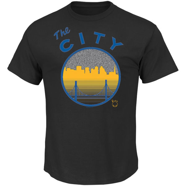 NBA Men Golden State Warriors Majestic Reflective Skyline Tee Black